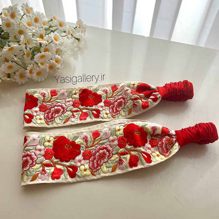 هدبند تافته سوزندوزی شیک یاسی گالری اکسسوری زنانه پهن طرح اصیل