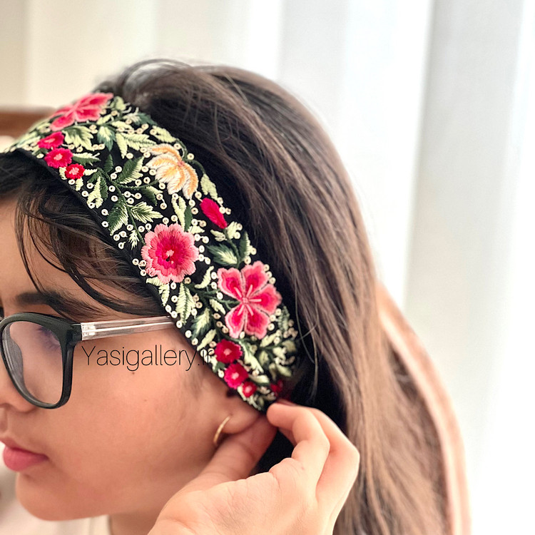 هدبند سوزندوزی یلدا طرح خاص و سنتی یاسی گالری مناسب هدیه یلدایی