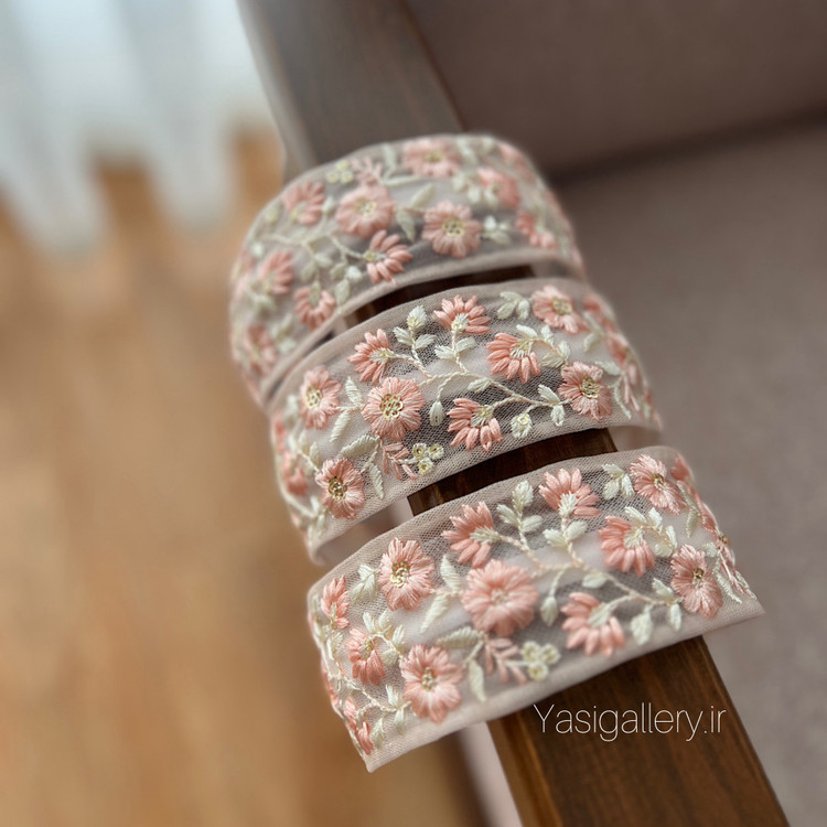 تل سوزندوزی رنگ گلبهی - ملایم یاسی گالری