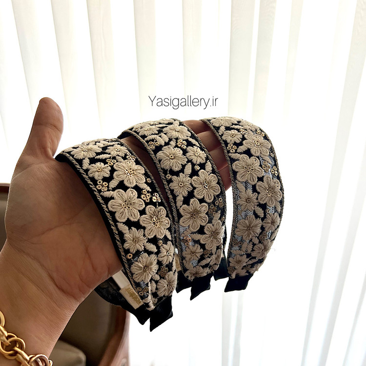 تل سوزندوزی طرح شکوفه اسلیمی - اکسسوری مو یاسی گالری