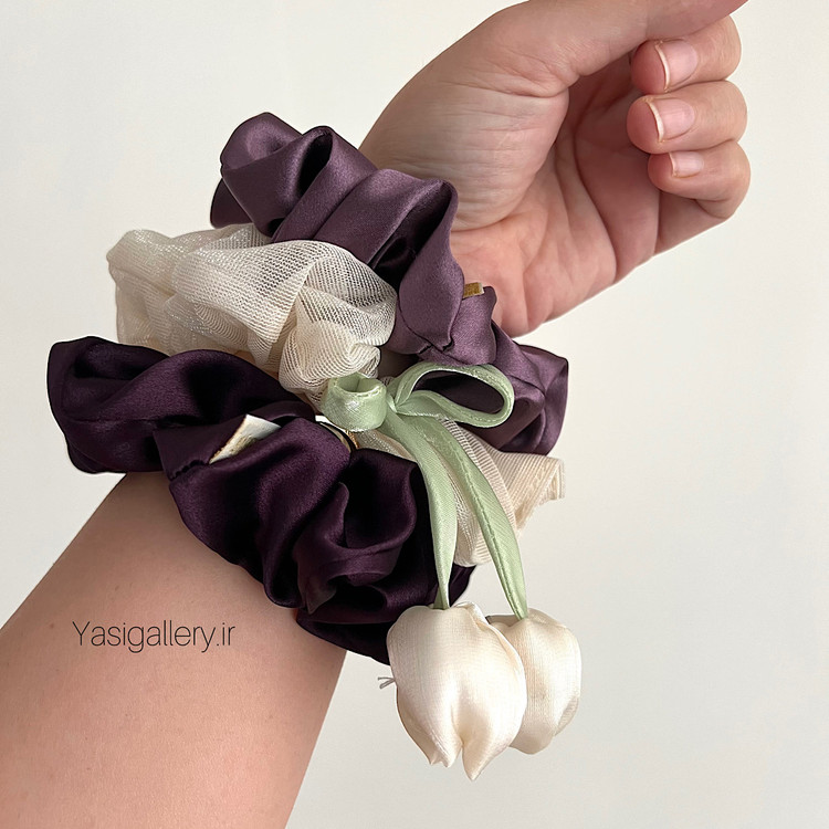 پک اسکرانچی ساتن ابریشم مدل دلبر - لوکس یاسی گالری
