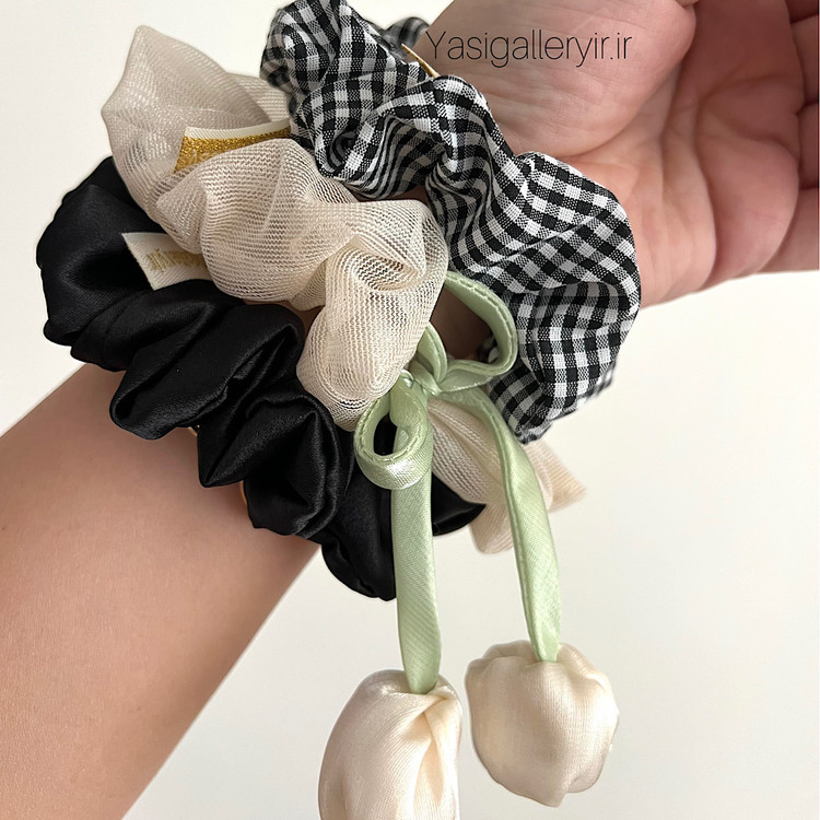 پک اسکرانچی چهارخونه کلاسیک ۳ تایی - یاسی گالری