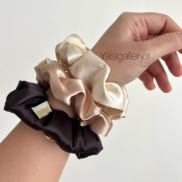 پک اسکرانچی ابریشم ۳ تایی یاسی گالری - نمای نزدیک پارچه ابریشم